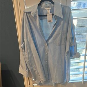 H&M oversized Light Blue Button-Up Shirt